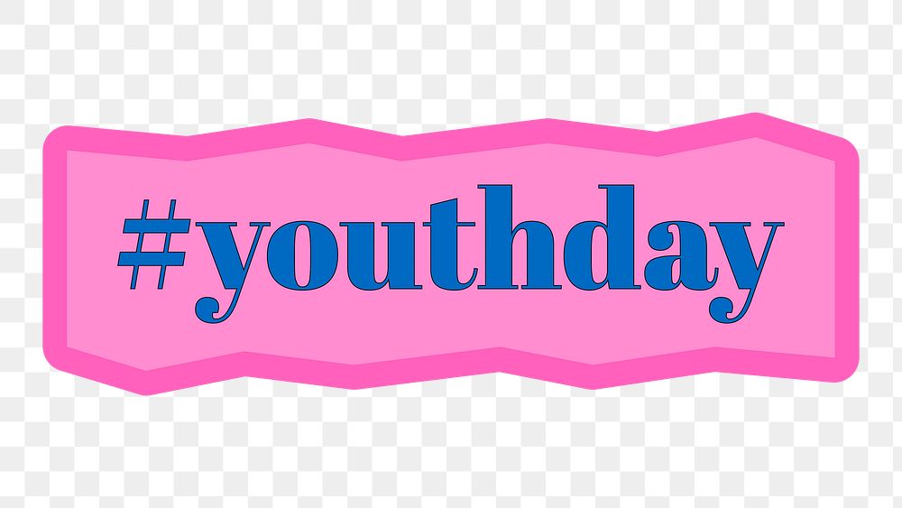 Hashtag youth day sticker overlay design element 