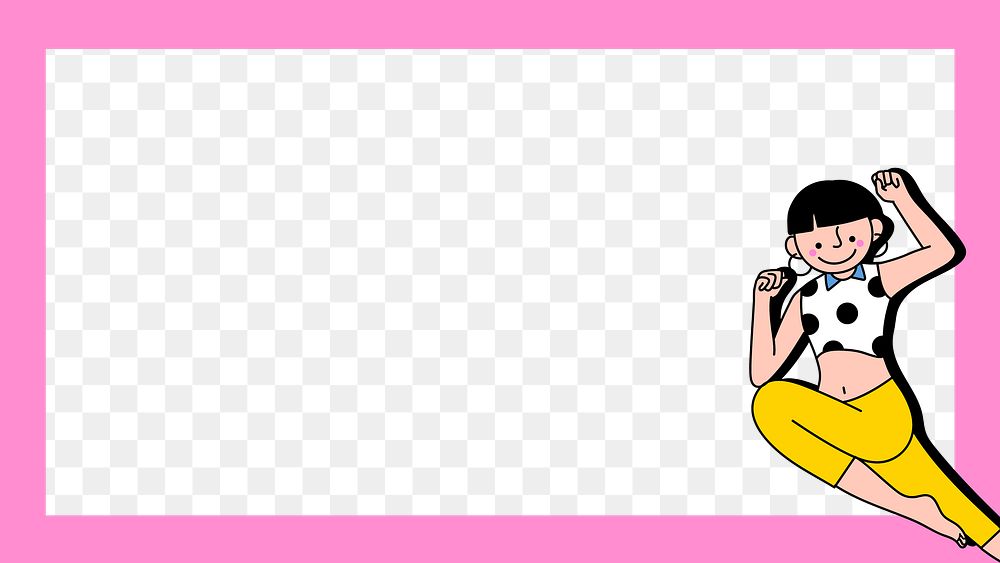 Cool woman character on a pink frame design element