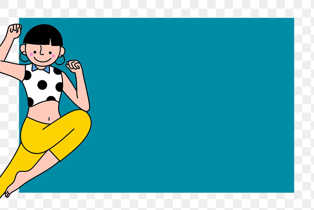 Cool woman character on a teal blue background design element