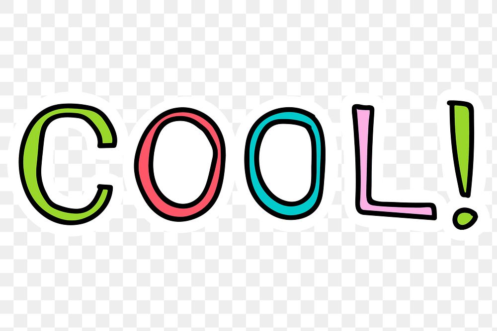 Doodle colorful cool word sticker design element