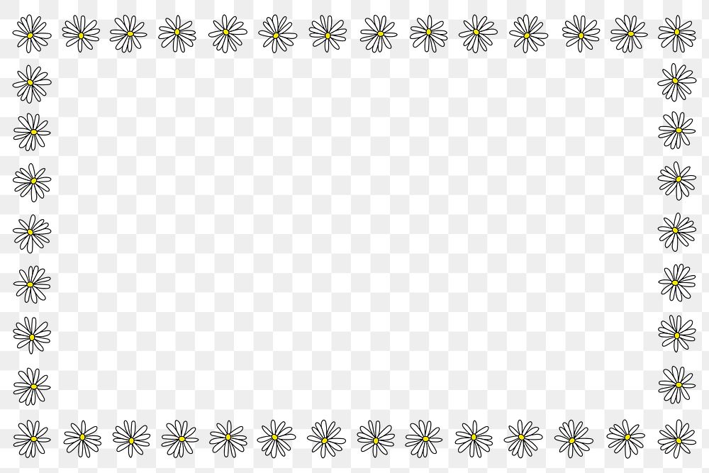 Cute white daisy patterned frame design element