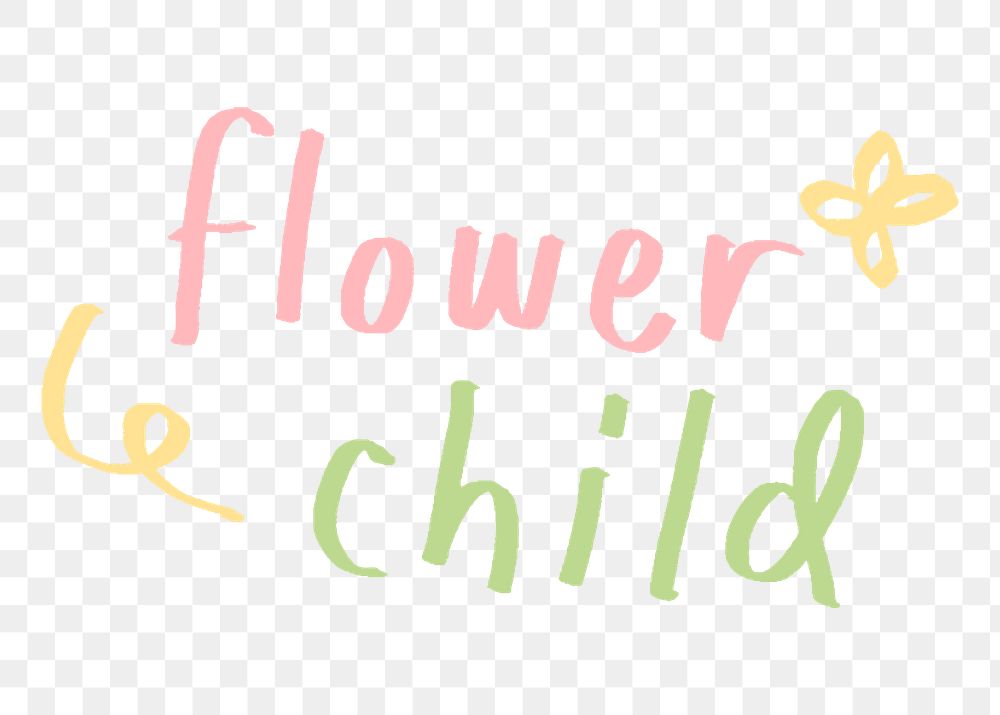 Flower child doodle typography design element