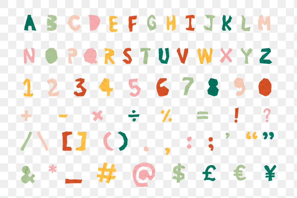 Alphabet, Numbers, Symbols png transparent background  