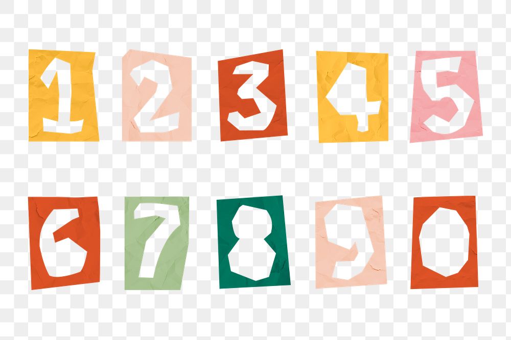 Number png doodle typography font set