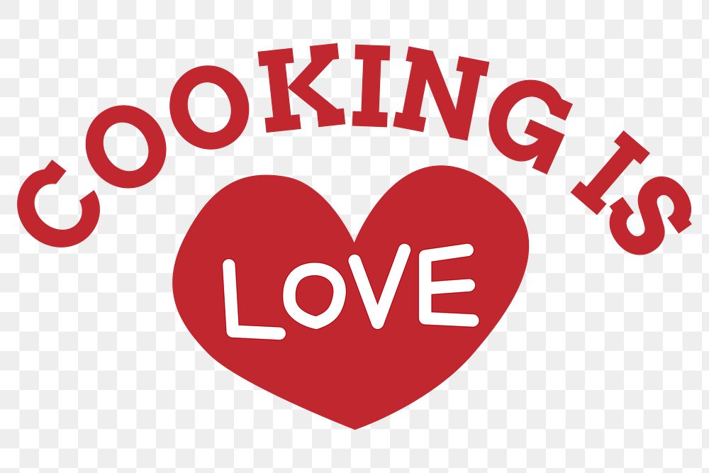 Red COKING IS LOVE png typography