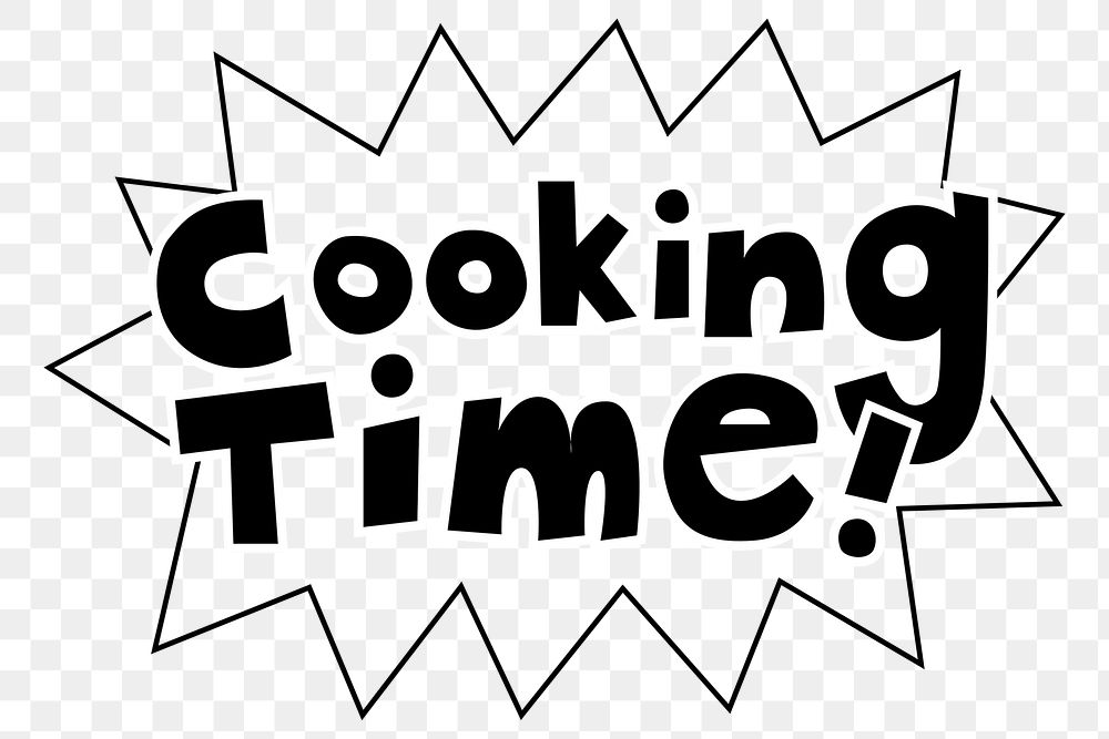 Cartoon Cooking Time typography png