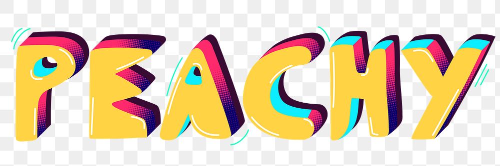 Peachy funky png text typography