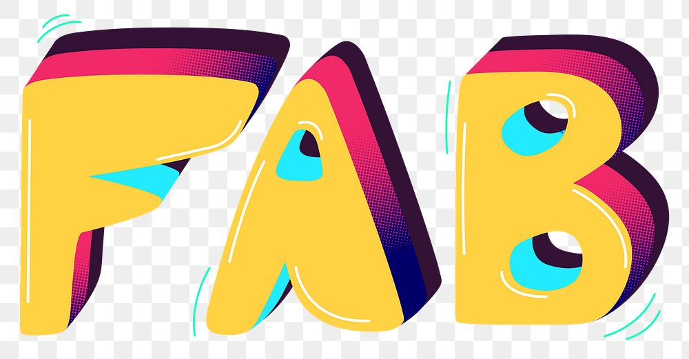Fab funky png text typography
