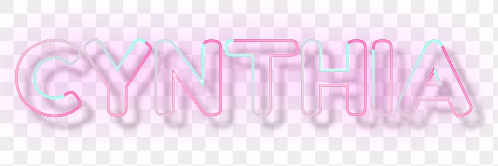 Cynthia neon name png font block letter typography
