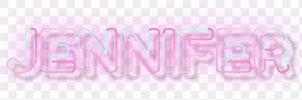 Jennifer neon name png font typography word art