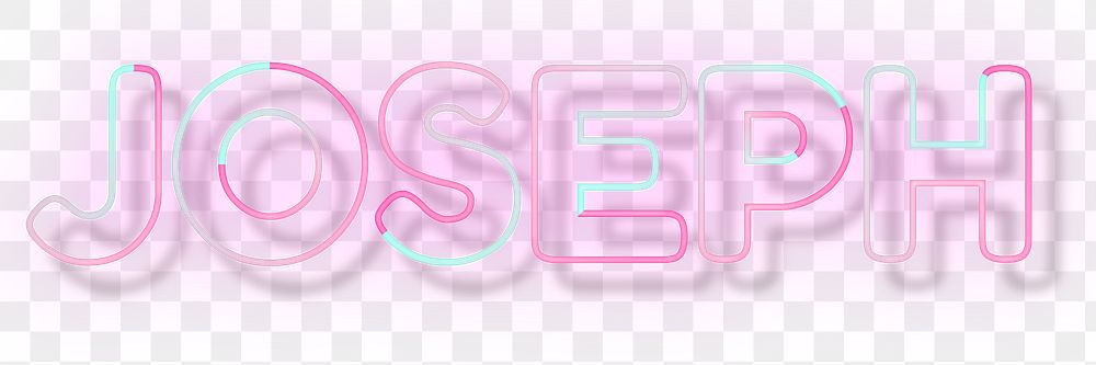 Joseph neon name png font block letter typography