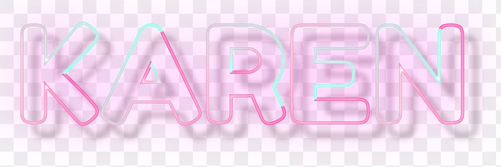 Karen neon name png font block letter typography