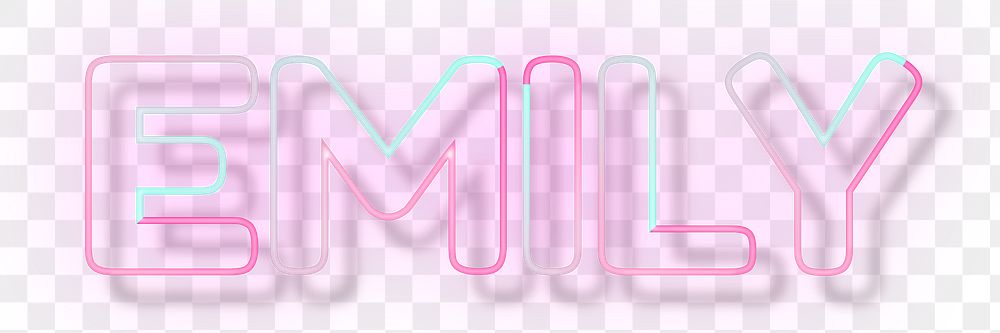 Emily neon name png font block letter typography