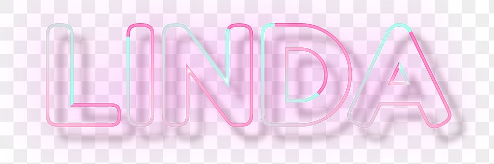 Linda neon name png font block letter typography