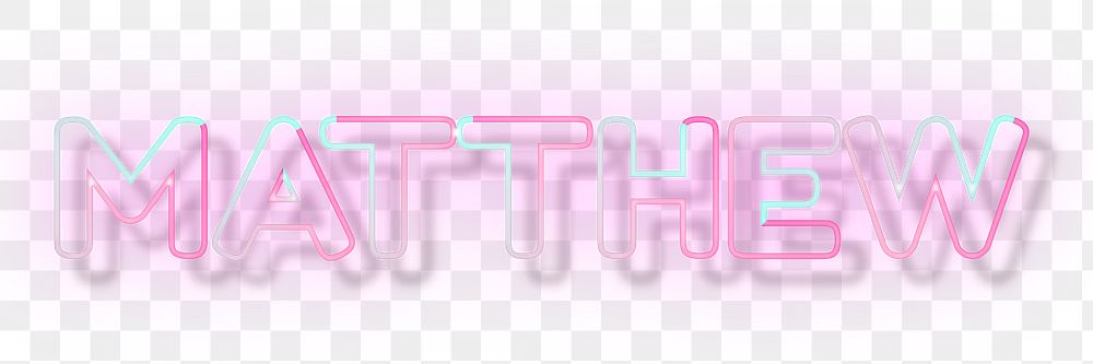 Matthew neon name png font block letter typography