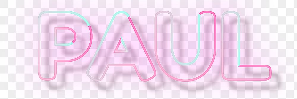 Paul neon name png font block letter typography