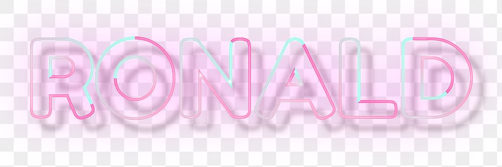 Ronald neon name png font block letter typography