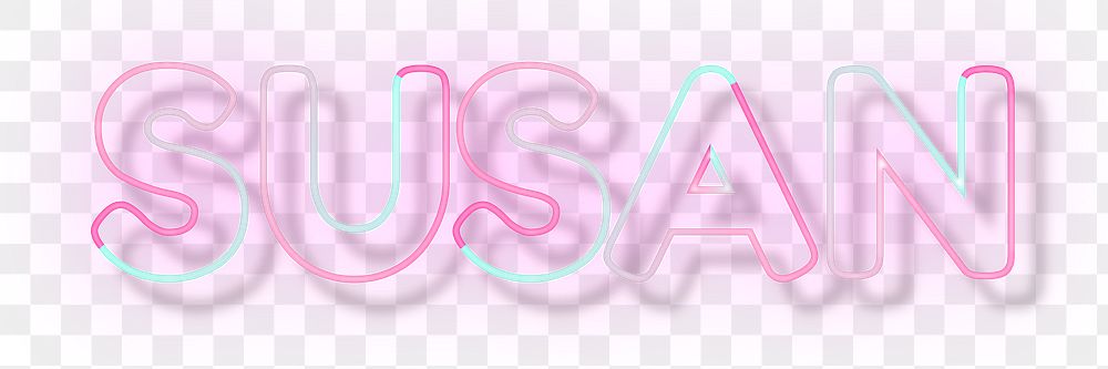 Susan neon name png font block letter typography