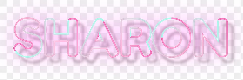 Sharon neon name png font block letter typography