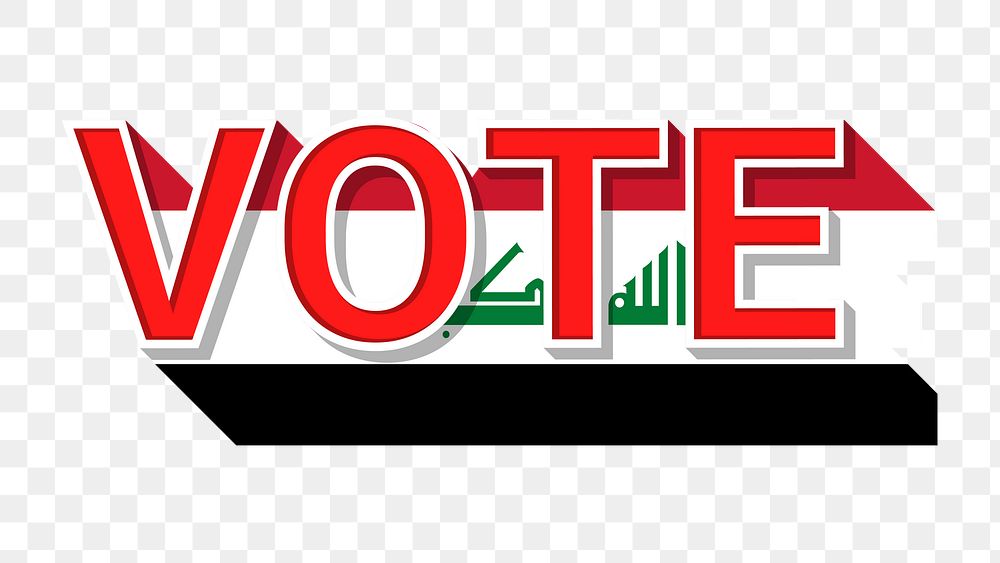 Vote text Iraq flag png election