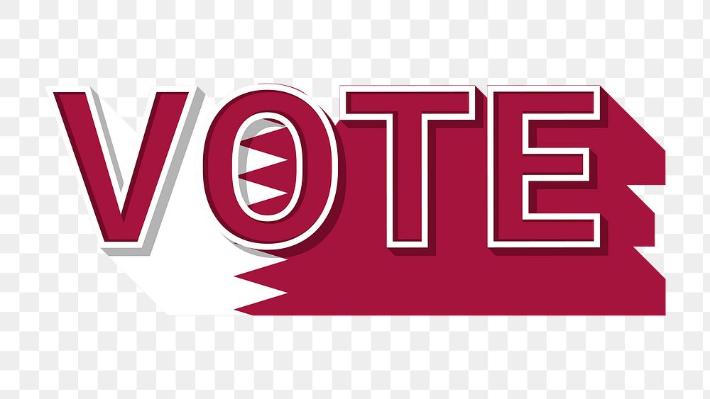 Vote text Qatar flag png election