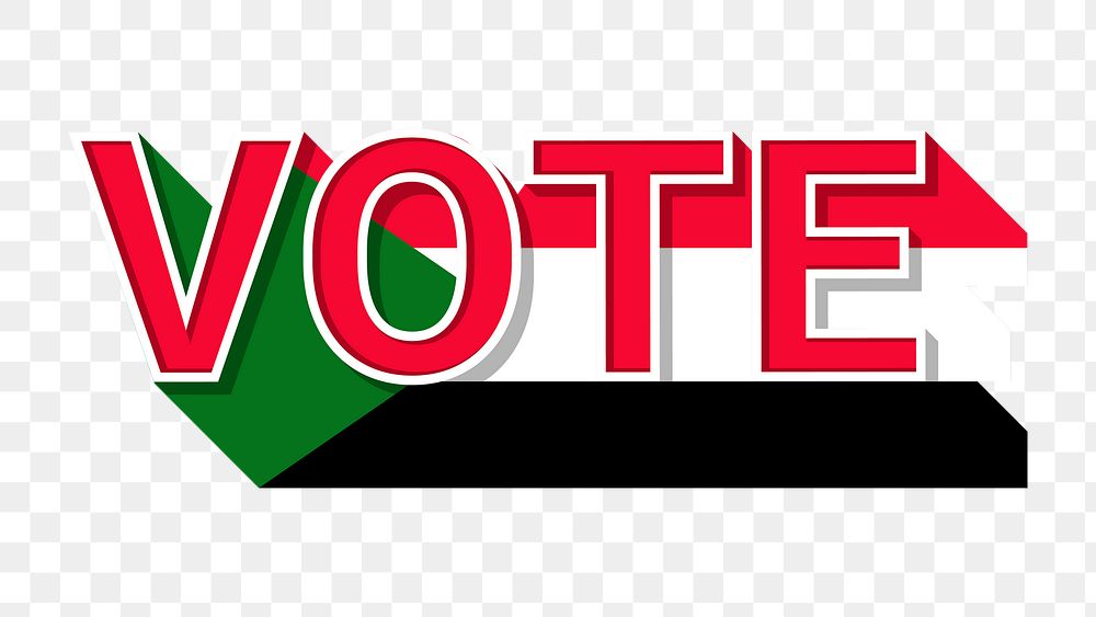Vote text Sudan flag png election