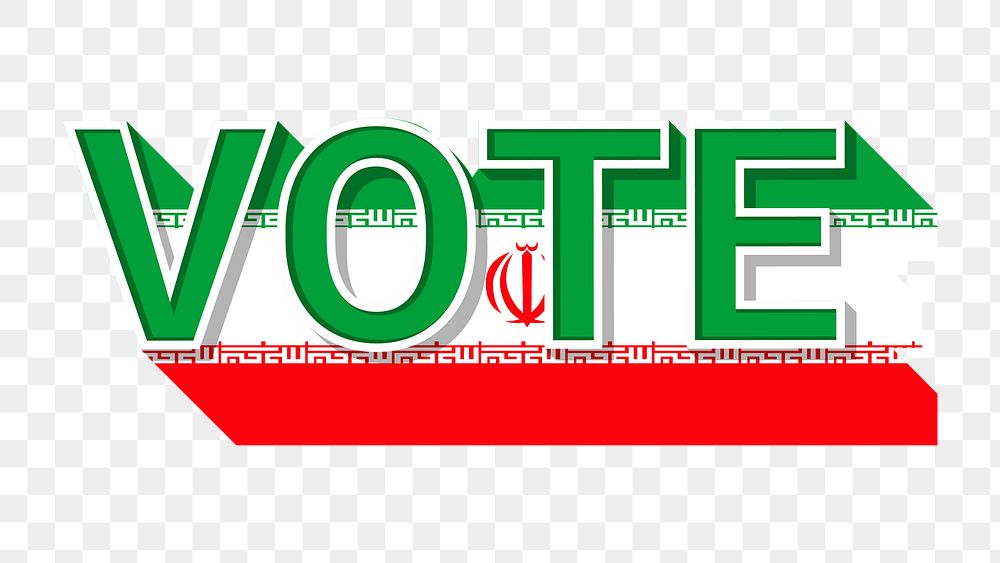 Vote text Iran flag png election