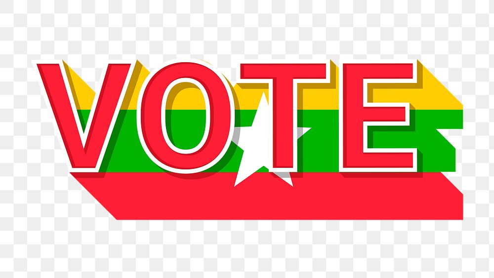 Vote text Myanmar flag png election