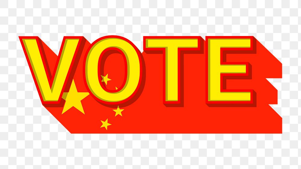 Vote text China flag png election
