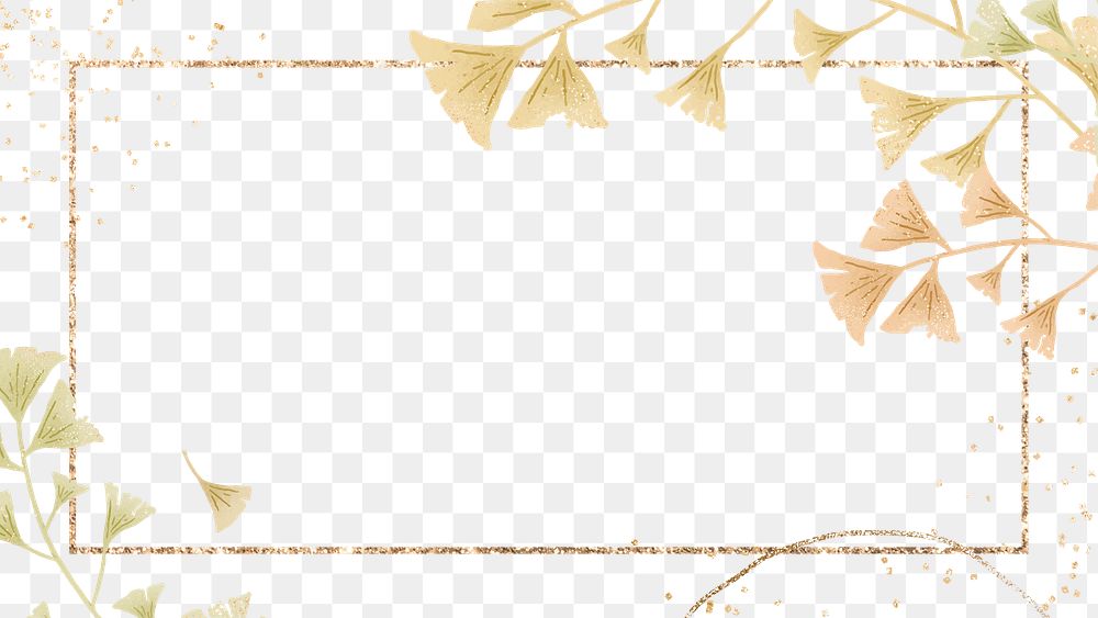 Ginkgo leaf png on gold frame