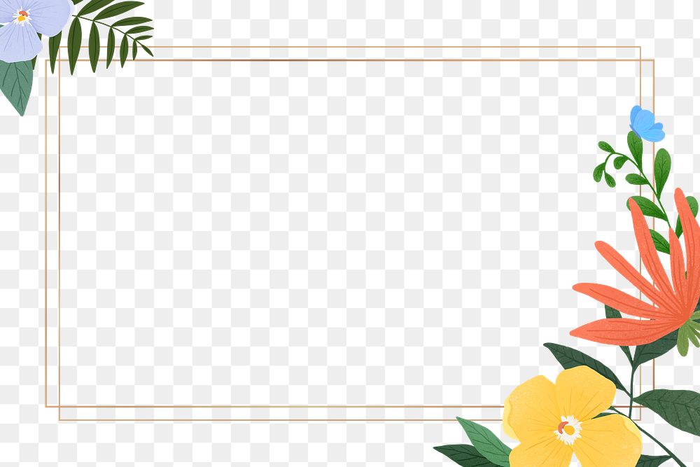 Rectangle gold foliage frame png