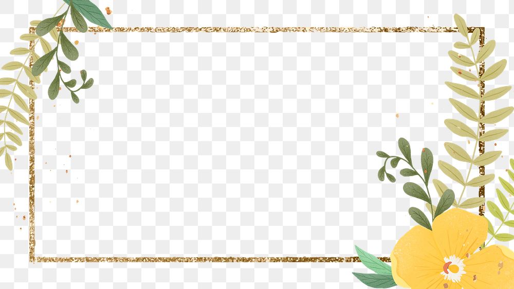 Png gold frame with flower