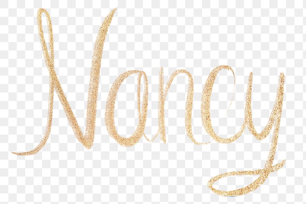 Nancy cursive gold font png typography