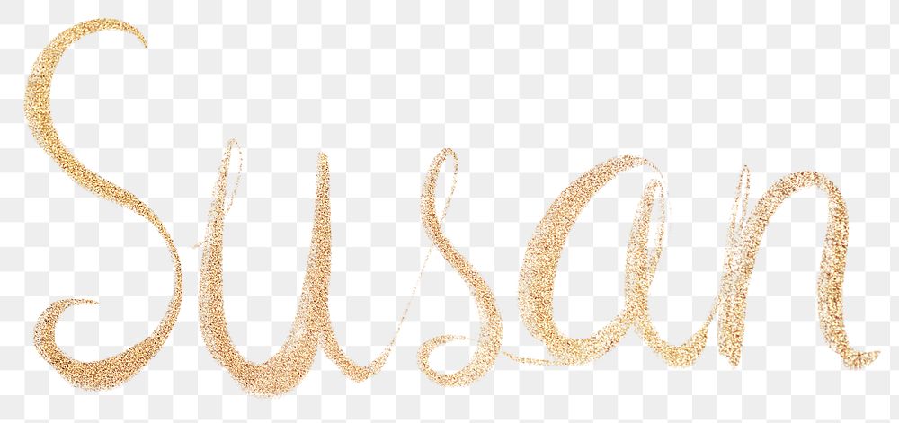 Susan png sparkling cursive gold font typography