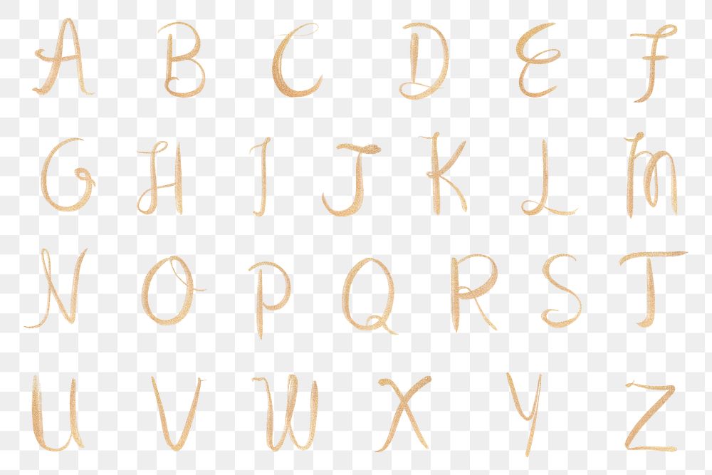 Png calligraphy capital alphabet set typography font
