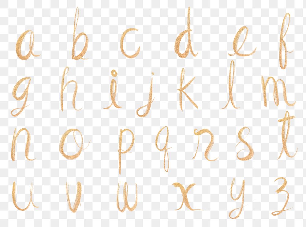 Png calligraphy lowercase alphabet set typography font