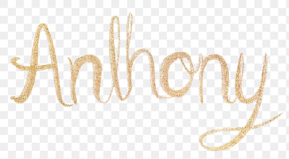 Gold font Anthony typography png
