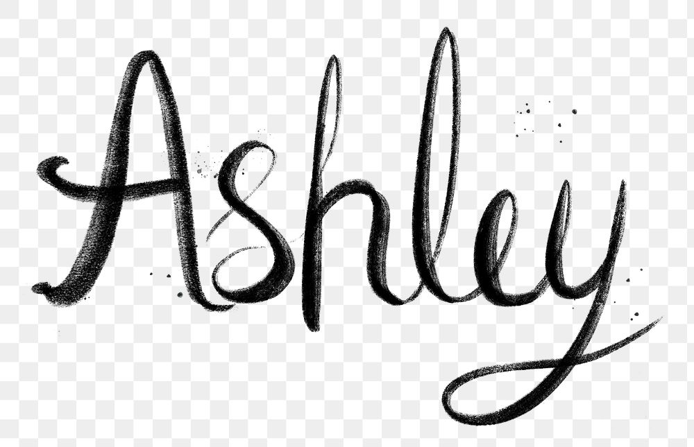 Hand drawn Ashley png font typography