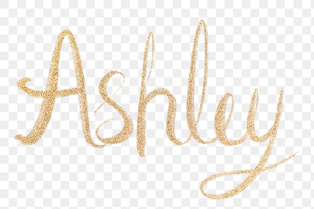 Gold font Ashley typography png