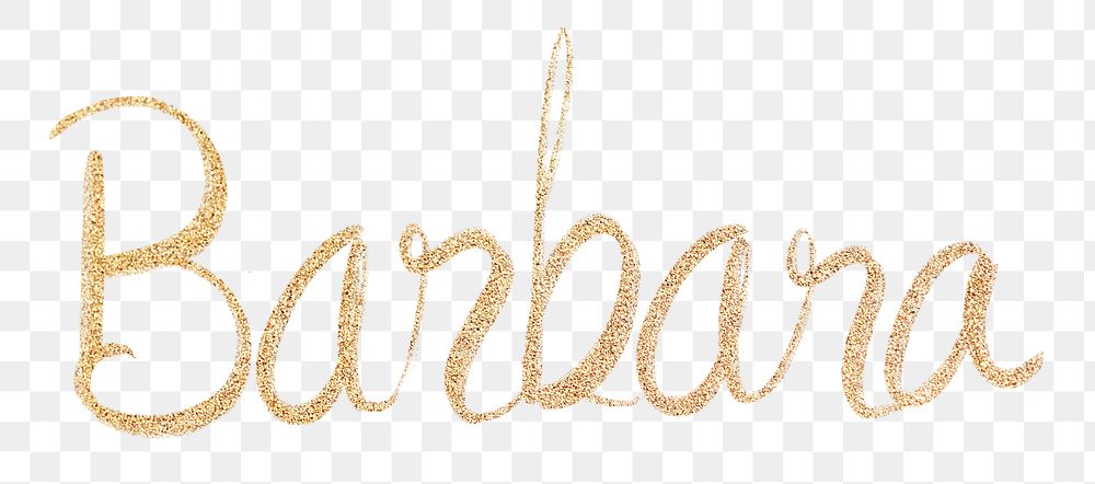 Sparkling gold Barbara typography png