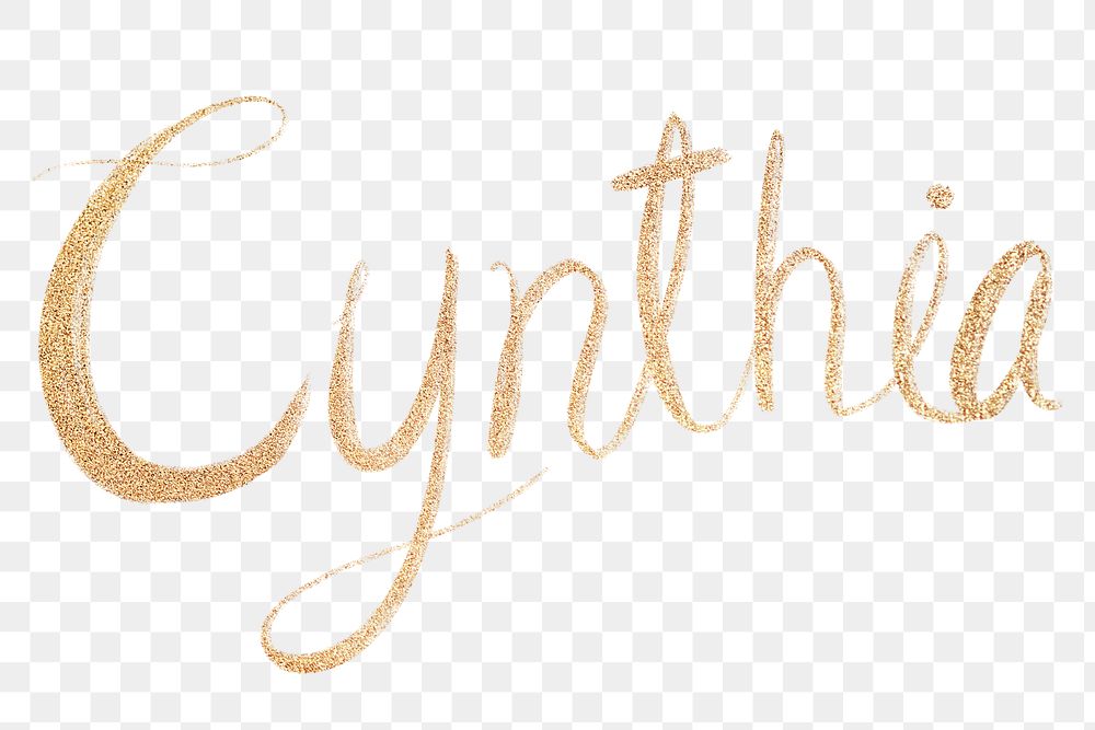 Sparkling gold Cynthia png font typography