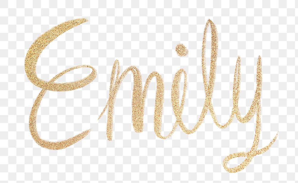 Emily sparkling gold font png typography