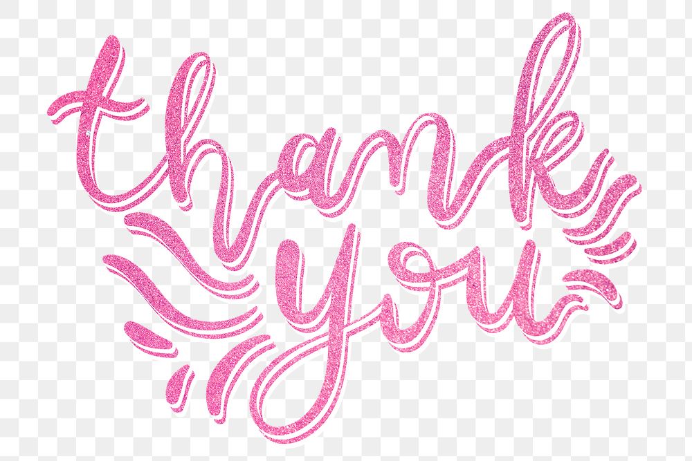 Png thank you glittery calligraphy pink word typography
