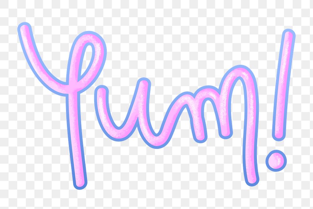 Png pink yum! calligraphy food word typography