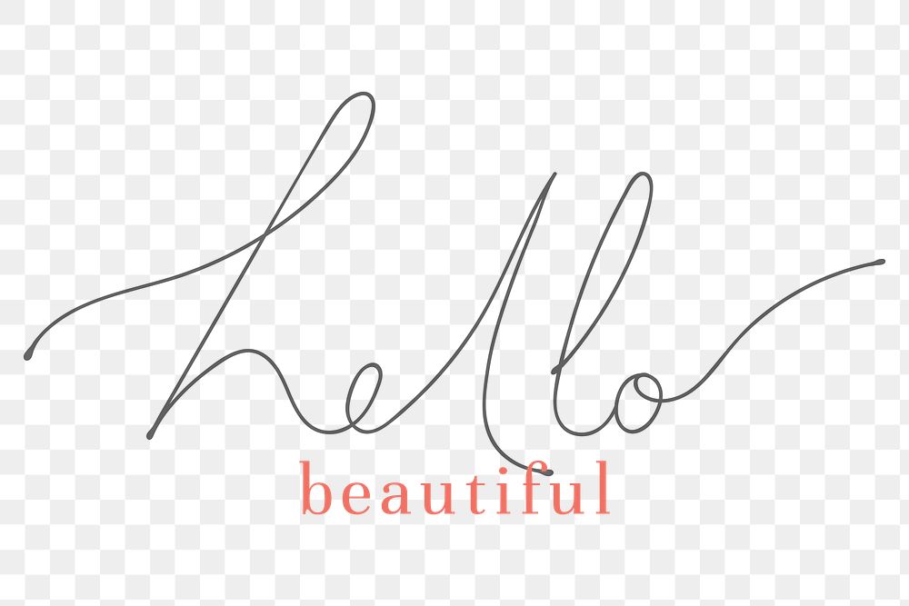 Hello beautiful calligraphy transparent png