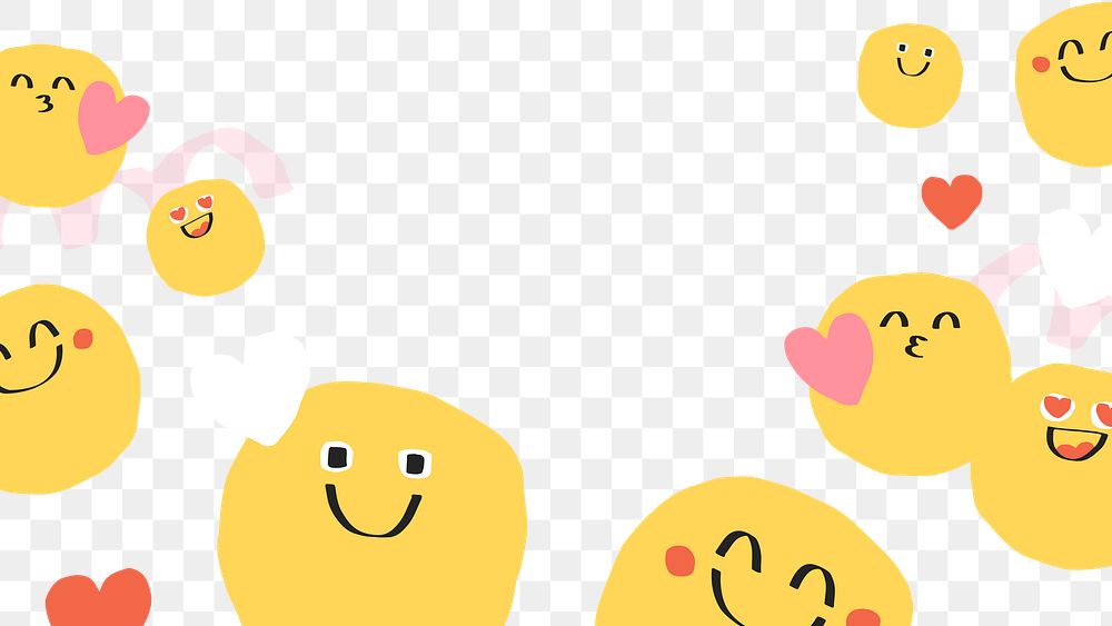 PNG transparent background of cute doodle emoji with heart sign