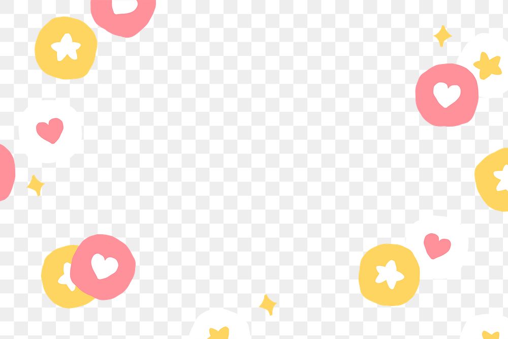 PNG frame with cute doodle social media icons