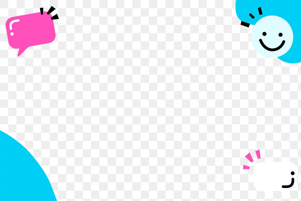 Blue border png with pink message box and smiling emoticon