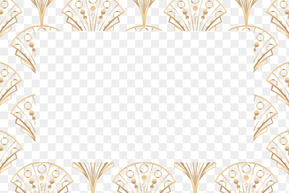 Png frame fish scale art deco style on transparent background