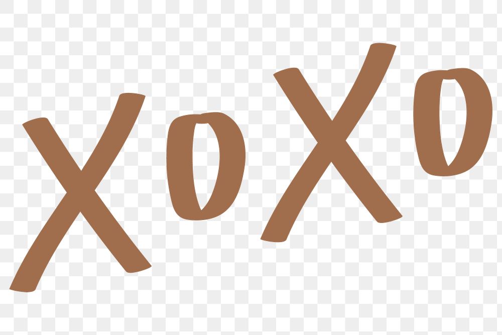 Png xoxo doodle text in brown sticker